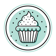Cupcake line art icon style illustration