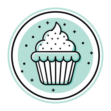 recommend clip art: Cupcake line art icon style illustration