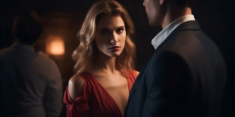 Cheating creates conflict and disregard between a couple risking a breakup. Concept Relationship Issues, Trust and Deceit, Communication Breakdown, Infidelity Consequences, Rebuilding Trust