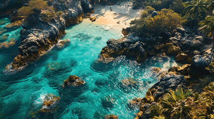 Minimalistic Tropical Island Beach Aerial View Of Landscape Background
