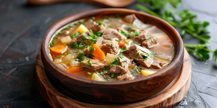 Halim soup A traditional dish made with meat and vegetables. Concept Recipe, Middle Eastern cuisine, Comfort food, Slow-cooked dish, Hearty meal