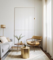 The photo depicts a modern and minimalistic living room interior. 