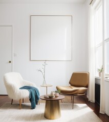 The photo depicts a modern and minimalistic living room interior. 