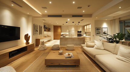 Modern apartment interior with stylish kitchen. Idea for best home design