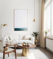 The photo depicts a modern and minimalistic living room interior. 