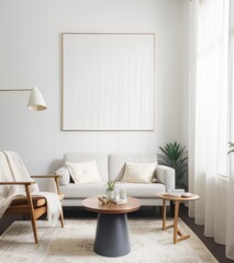 The photo depicts a modern and minimalistic living room interior. 