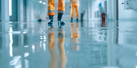 Emergency Restoration Services for Flooded Basement or Electrical Room Caused by Leaking Pipes. Concept Flooded Basement, Water Damage Restoration, Emergency Restoration, Leaking Pipes