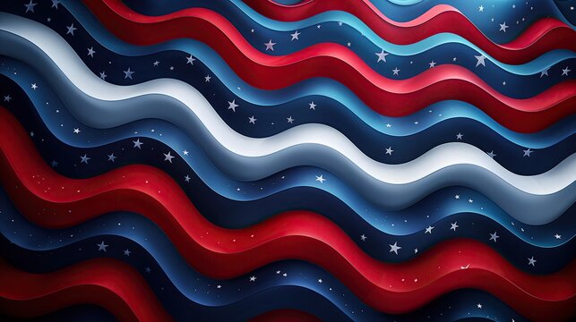 United States of America Patriotic Backdrop Art, Red White and Blue Patriotism Wallpaper, Freedom Liberty Memorial Independence Veteran's Day July 4th Background Concept Artwork