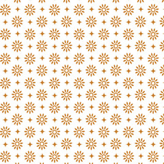 Golden vector floral seamless pattern. Abstract luxury geometric ornamental texture with small flower silhouettes. Gold and white simple ornament in oriental style.