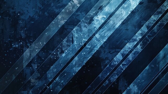 Abstract blue and black diagonal stripes background with textured pattern.