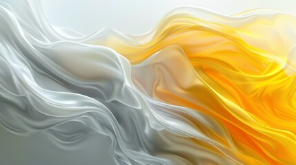 Obraz premium Abstract background of flowing white and yellow fabric, creating a dynamic and elegant visual.