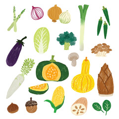 Oil paintings, vegetables, fruits, cute