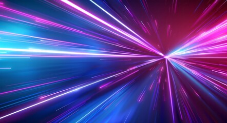 Light rays in pink and blue colors, glowing speed lines background