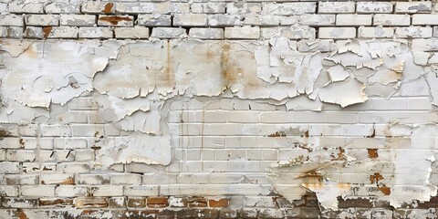 Weathered Brick Wall With Peeling Paint