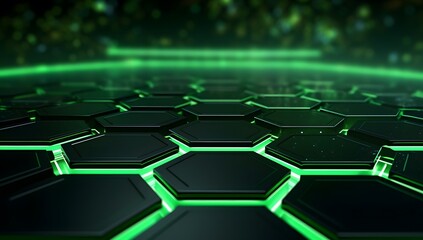 Obraz premium Hexagonal background with neon light, game wallpaper for setup