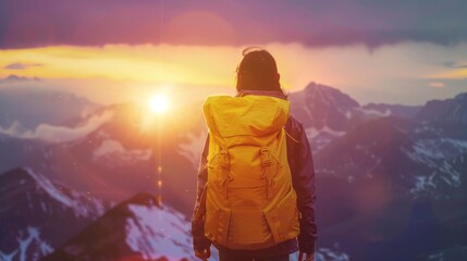 A hiker at sunset