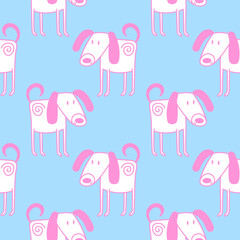 Doodle funny dogs seamless pattern