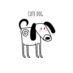 Cute dog drawn vector illustration