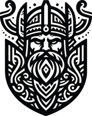  odin silhouete with Polynesian ethnic pattern illustration