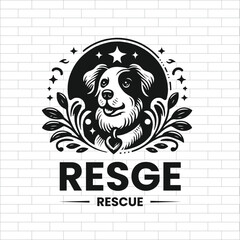 Dog walker logos with a star on its head is in a circle