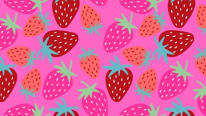 a pattern of strawberries on a pink background
