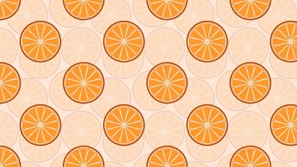 an orange slice pattern on a beige background