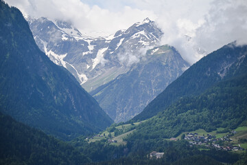 swiss mountains in the summer