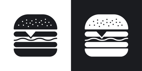 Cheese burger thin icon collection.