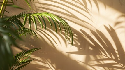 Obraz premium The palm leaves and shadows