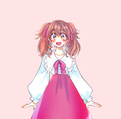 ロリータ服の女性　赤色