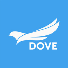 simple Vector logo dove isolated on a blue background. dove peace logo vector design template - EPS 10