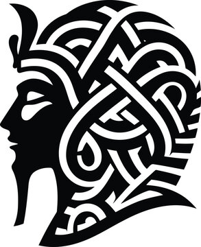 recommend clip art: osiris, Pharaoh in silhouete with celtic knot pattern illustration