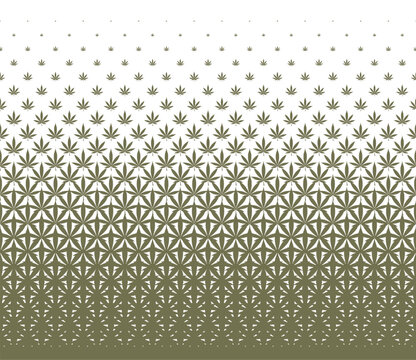 Vector green marijuana leaf halftone gradient. Comics effect. Isolated on white background