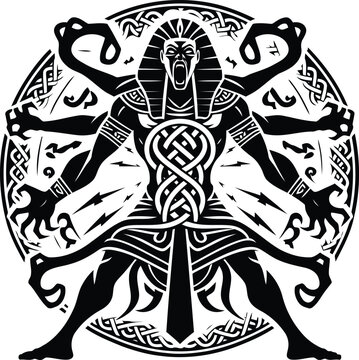 recommend clip art: osiris, Pharaoh in silhouete with celtic knot pattern illustration