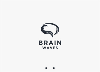 brain with waves logo design vector silhouette illustration