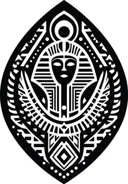 recommend clip art:  osiris, Pharaoh silhouete with Polynesian ethnic pattern illustration