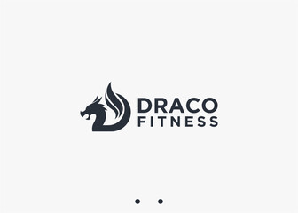 letter d with dragon logo design vector silhouette illustration