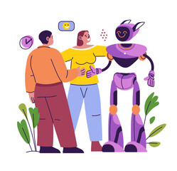 Family with Friendly Robot Interaction