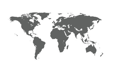 Map of world isolated on white background. for website layouts, background, education, precise, customizable, Travel worldwide, map silhouette backdrop, earth geography, political, reports.