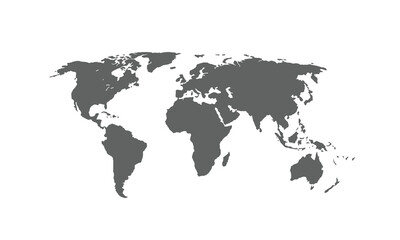 Map of world isolated on white background. for website layouts, background, education, precise, customizable, Travel worldwide, map silhouette backdrop, earth geography, political, reports.