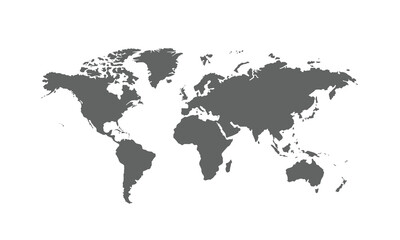 Map of world isolated on white background. for website layouts, background, education, precise, customizable, Travel worldwide, map silhouette backdrop, earth geography, political, reports.
