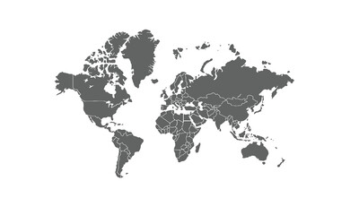 Map of world isolated on white background. for website layouts, background, education, precise, customizable, Travel worldwide, map silhouette backdrop, earth geography, political, reports.
