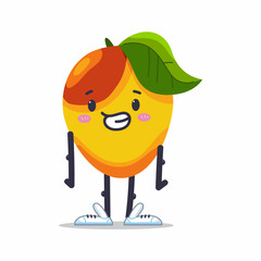 Cute funny mango vector cartoon character isolated on a white background.