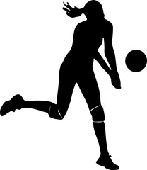 A woman is playing volleyball and is about to hit the ball