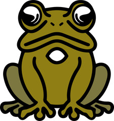 A frog with its eyes closed and mouth open