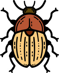 A bug with a brown and tan body and black legs