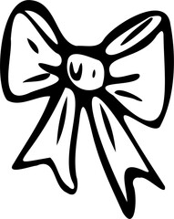 A black and white drawing of a bow