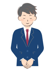 お辞儀をするスーツ姿の男性　上半身