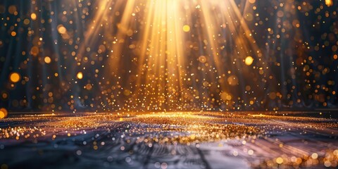 Naklejka premium Golden Glitter and Light Rays
