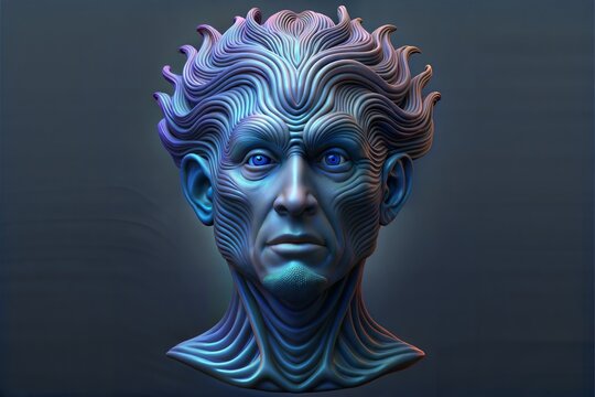 3d render of a face with a colorful background